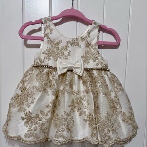 American Princess White and Gold Baby Dress